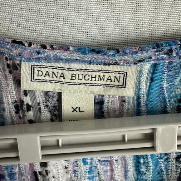 DANA BUCHMAN WOMEN'S MULTICOLORED ABSTRACT PATTERNED 3/4SLEEVE SCOOP NECK TOP XL - Picture 2 of 7